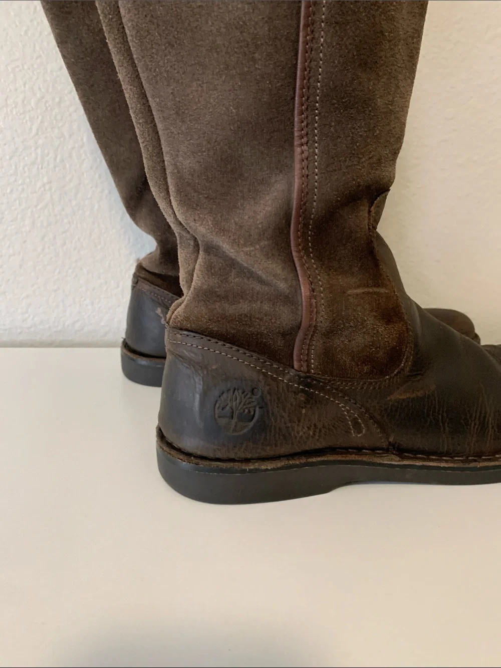 Timberland Brown Suede and Leather Knee-High Boots with Buckle